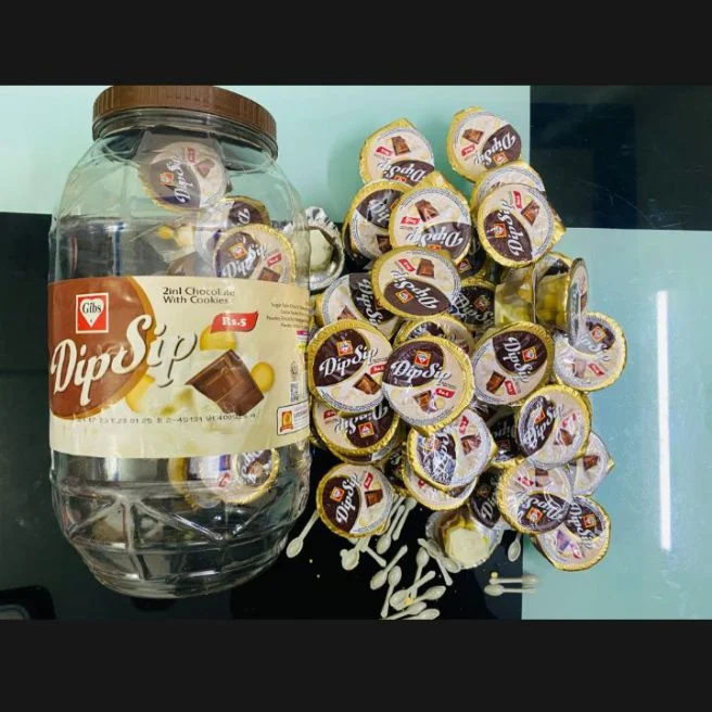 Gibs Dip Sip Chocolate – Pack of 60 Pieces (Jar) | Cookies & Spoon Inside | Premium Kids Dip Sip Cup | Affordable Price
