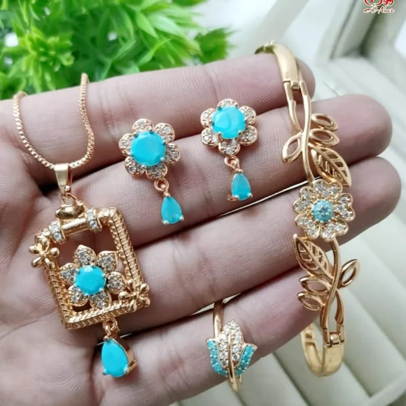 Women’s Stainless Steel Jewelry Set – Necklace, Tops, Ring & Bracelet | Premium Fashion Set