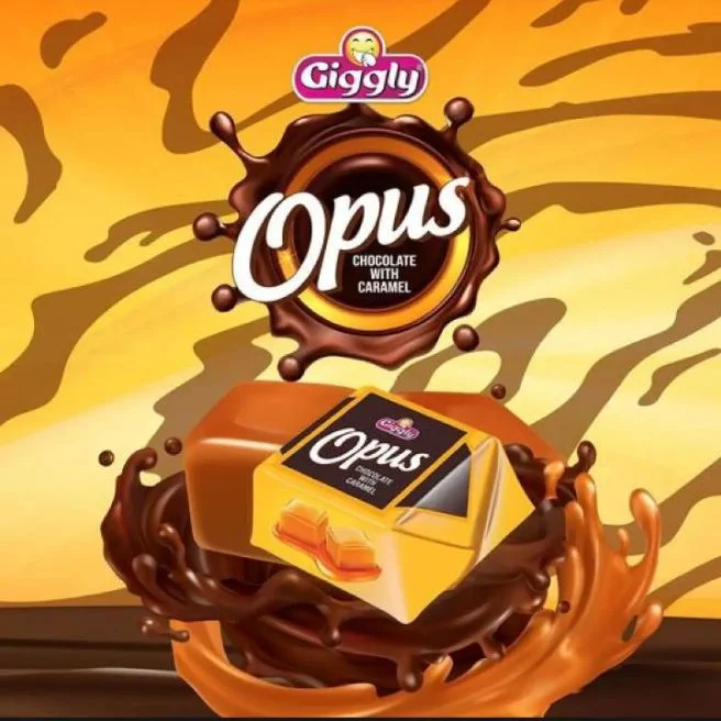 Giggly Opus Chocolate with Caramel – Pack of 40 | Rich Chocolaty & Caramel Filled | Yummy Delicious Treat | Affordable Price