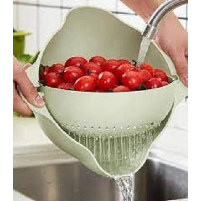 2-in-1 Multifunction Rotatable Colander & Strainer Bowl Set – Double Layer Drain Basket for Easy Washing, Cleaning & Mixing Fruits & Vegetables