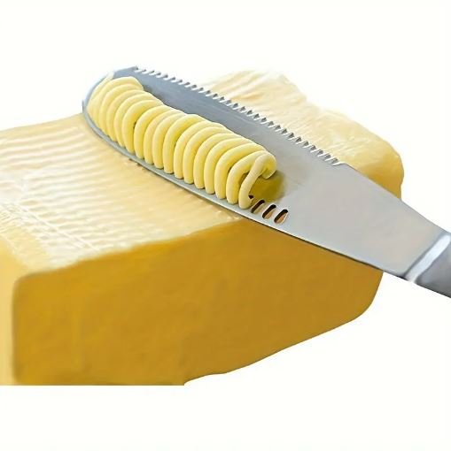 Stainless Steel Butter Spreader Knife – 3-in-1 Butter Curler, Slicer & Serrated Grater for Cold Butte
