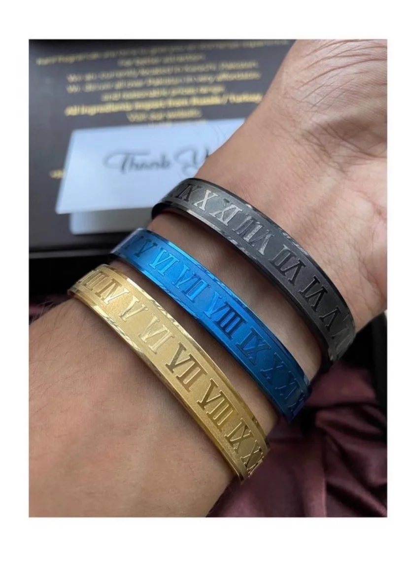 Roman Number Bracelet – Golden Colour Waterproof Stainless Steel Bracelet