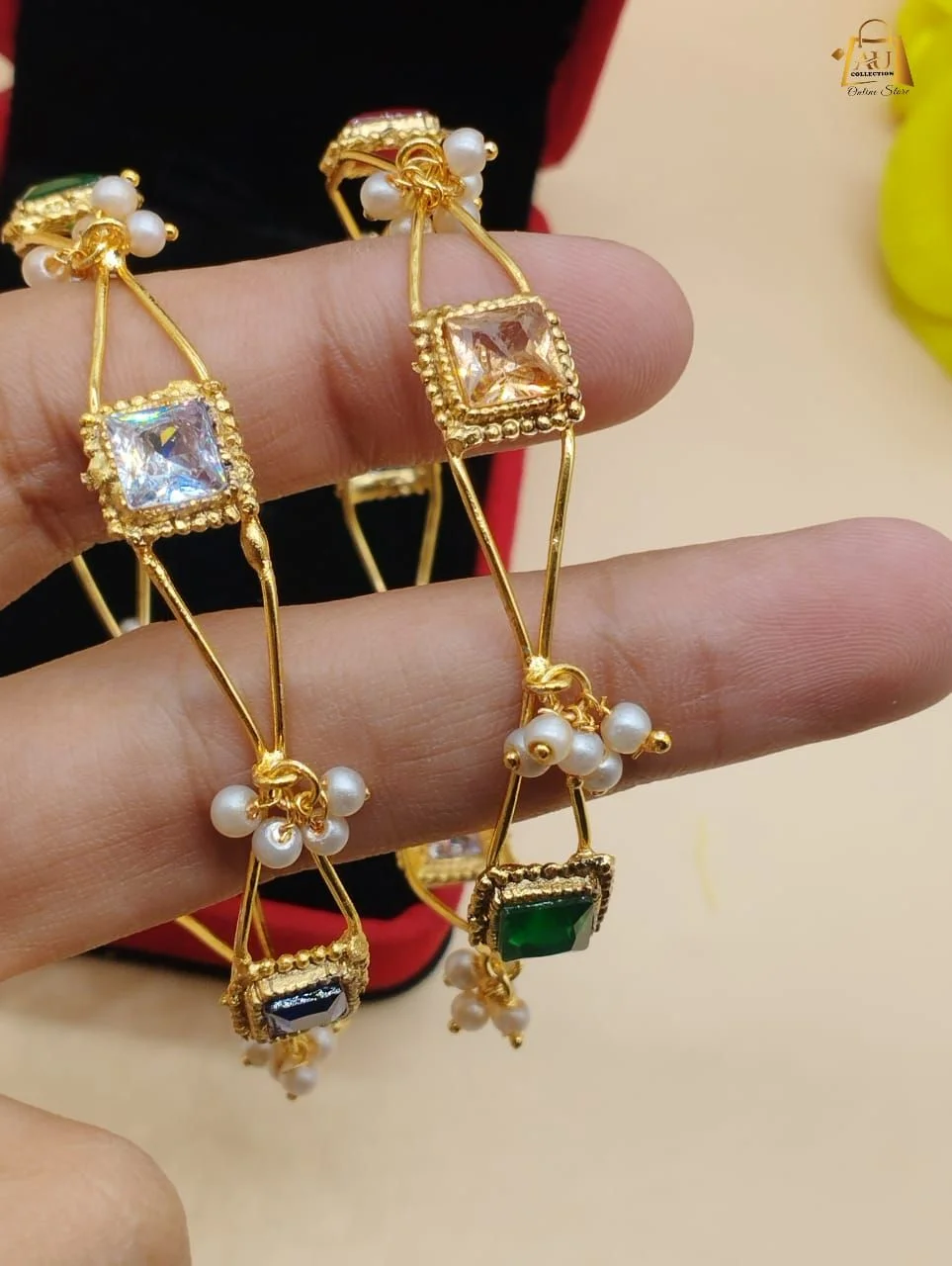 Multi Stone Fancy Bangles for Women – Stylish, Colorful & Party Wear Jewelry - Image 2