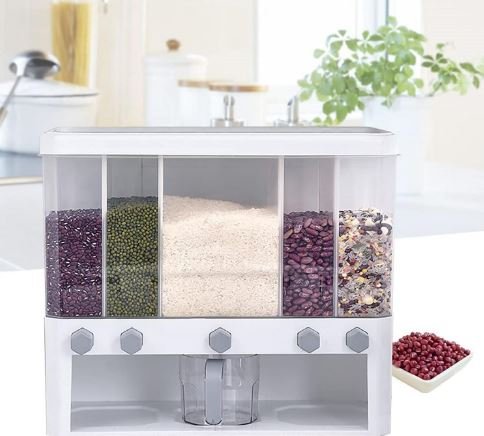 15kg 5-Grid Rice & Cereal Dispenser – Insect-Proof, Moisture-Proof Food Storage Container with Measuring Cup - Image 3