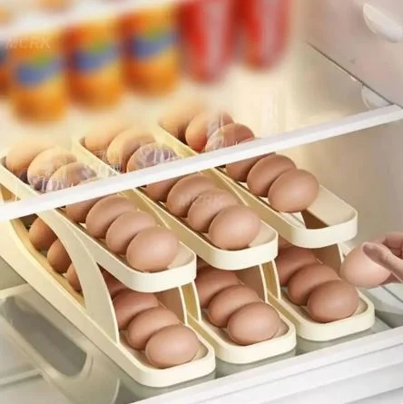 Automatic Scrolling Egg Rack | Double Layer Egg Dispenser | Rolling Countertop Egg Storage Tray for Kitchen - Image 6