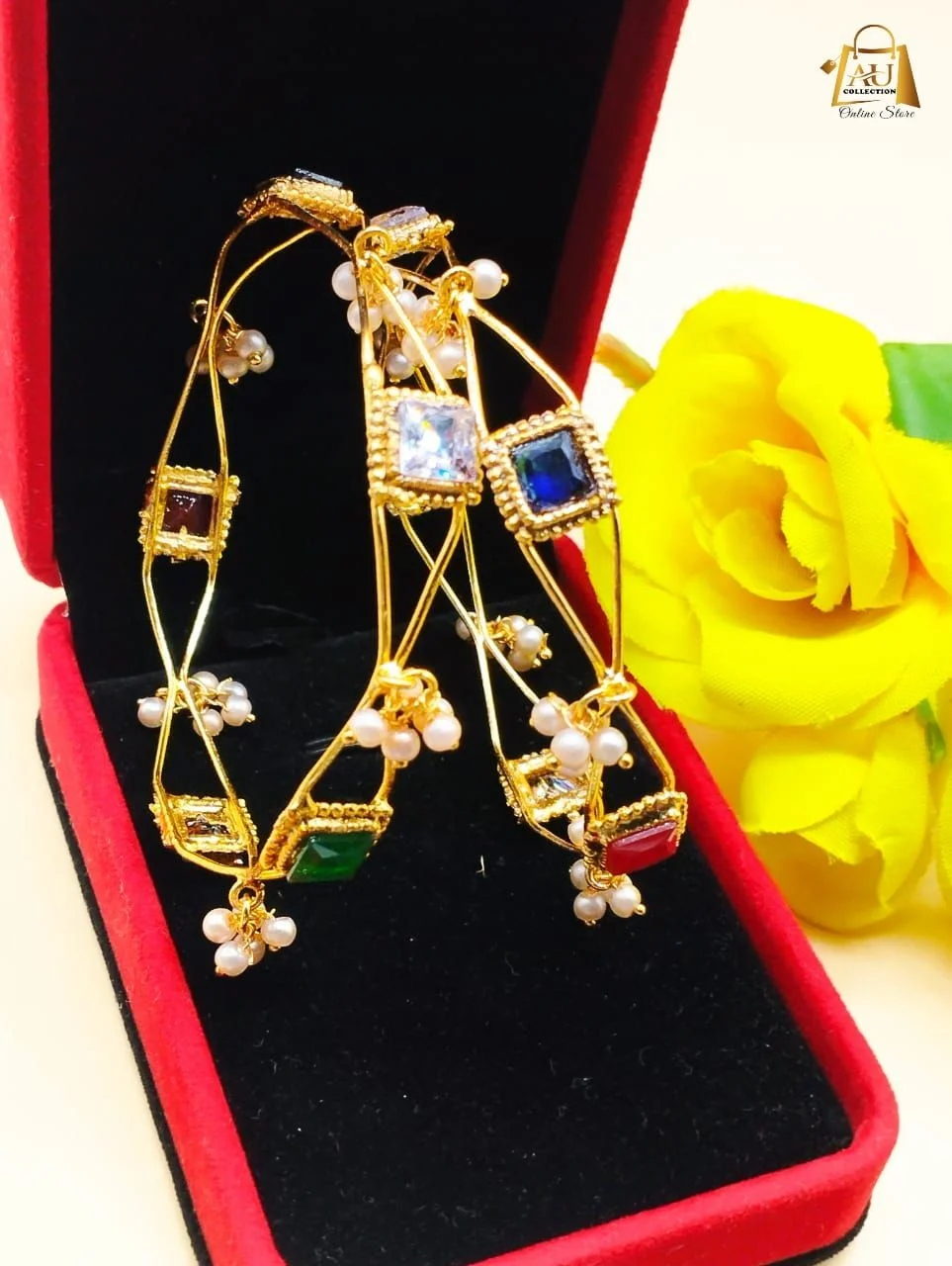 Multi Stone Fancy Bangles for Women – Stylish, Colorful & Party Wear Jewelry - Image 3