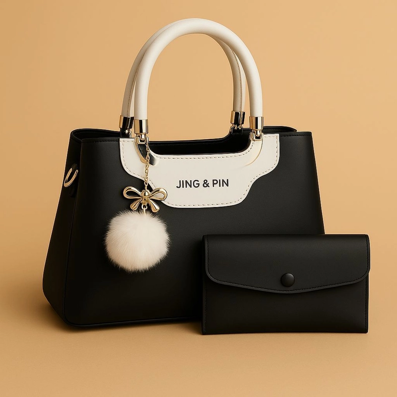 MASTER QUALITY Jing & Pin 2 Piece Shoulder Bag Set | Soft Leather | Big Size (10" x 9") - Image 3