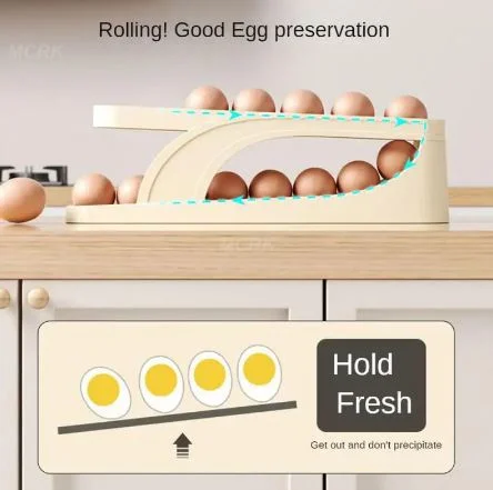 Automatic Scrolling Egg Rack | Double Layer Egg Dispenser | Rolling Countertop Egg Storage Tray for Kitchen - Image 8