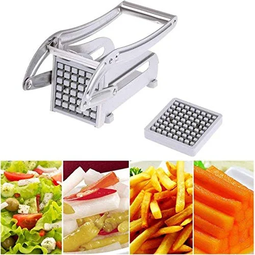 Stainless Steel French Fries Cutter – Potato Chips Strip Cutting Machine | Manual Slicer, Chopper & Dice