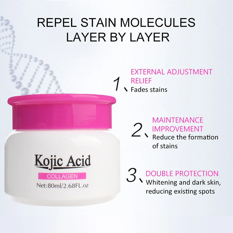 Kojic Acid Collagen Skin Whitening Cream 80ml | Triple Action Brightening, Anti-Spot & Moisturizing Face Cream - Image 5