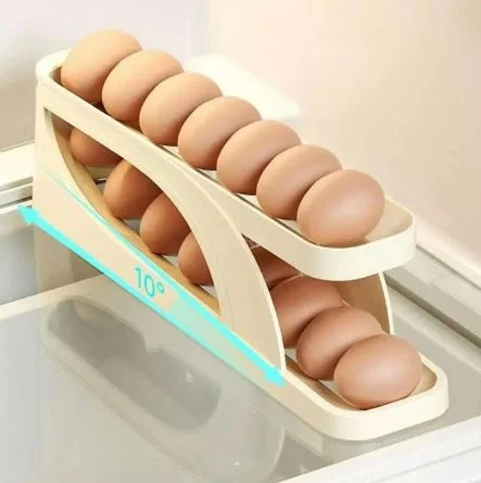 Automatic Scrolling Egg Rack | Double Layer Egg Dispenser | Rolling Countertop Egg Storage Tray for Kitchen - Image 9
