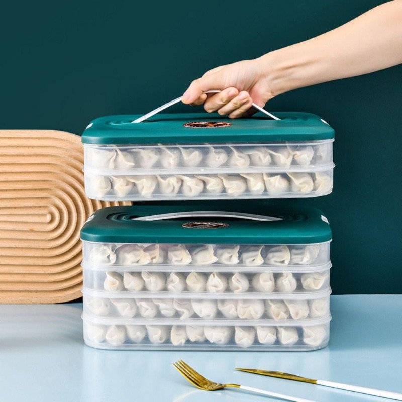 Dumplings & Samosa Storage Box | Multi-Layer Freezer Container for Momos & Frozen Food | Food-Grade Refrigerator Organize