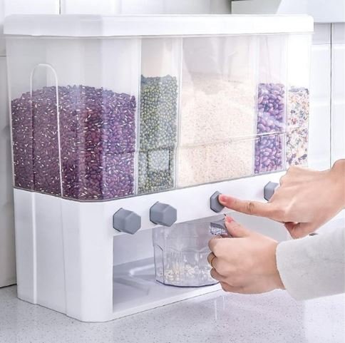 15kg 5-Grid Rice & Cereal Dispenser – Insect-Proof, Moisture-Proof Food Storage Container with Measuring Cup - Image 5