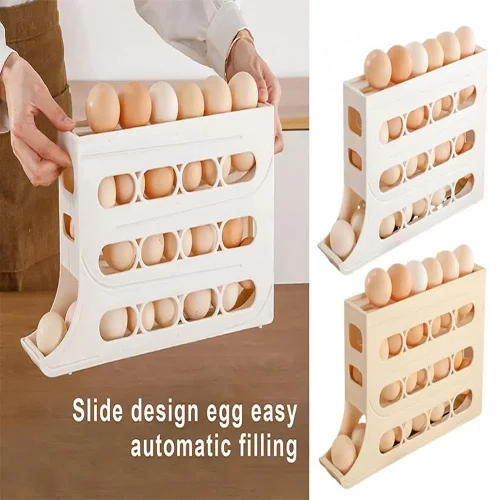 Automatic Scrolling Egg Rack | Double Layer Egg Dispenser | Rolling Countertop Egg Storage Tray for Kitchen - Image 3