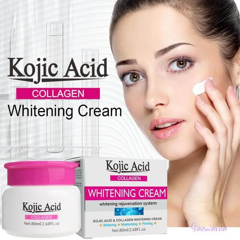 Kojic Acid Collagen Skin Whitening Cream 80ml | Triple Action Brightening, Anti-Spot & Moisturizing Face Cream
