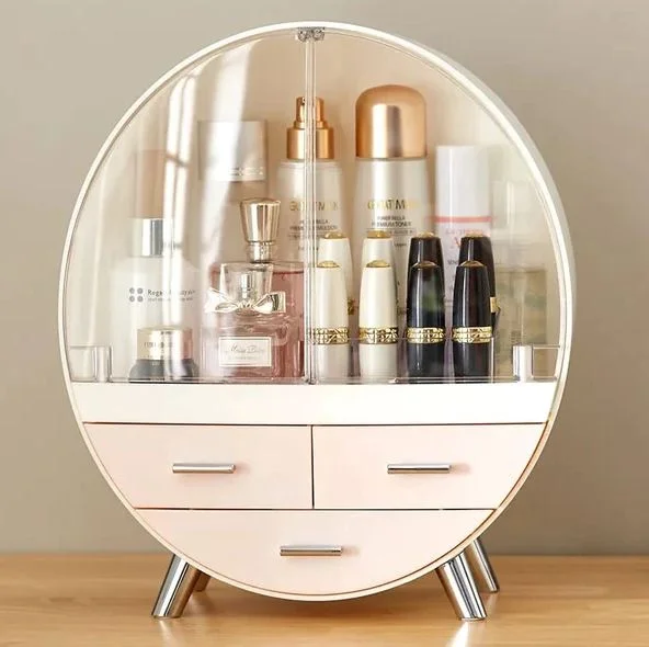Oval Shaped Cosmetic Organizer – Elegant Makeup Storage Box for Vanity & Dressing Table