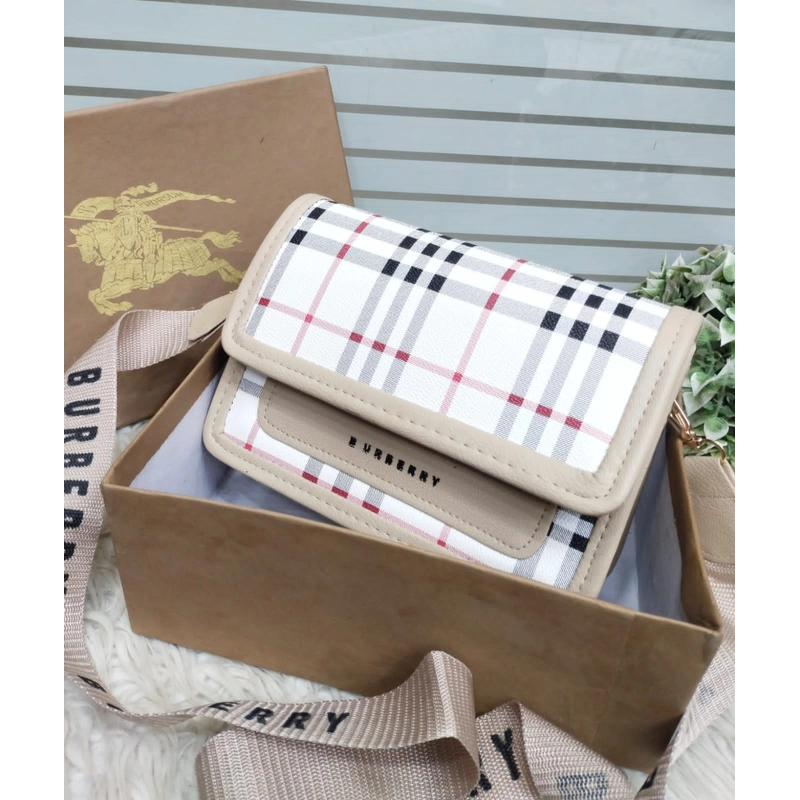 Burberry Style Crossbody Bag for Girls – 7x9 Inch Stylish Side Bag with Long Strap & Pockets