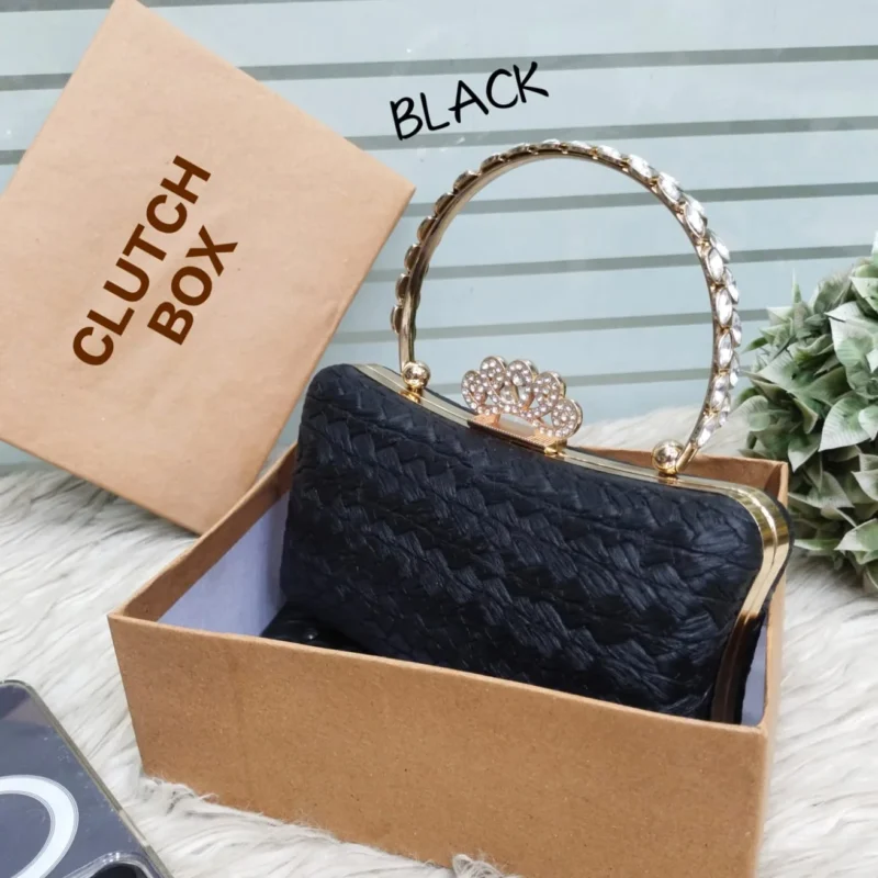 Luxury Fancy Hand Clutch for Women | Metal Body Party & Wedding Clutch | Elegant Handle Purse