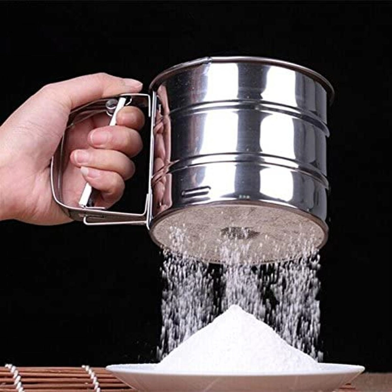 Stainless Steel Flour filter with Handle | Baking Sieve Cup for Sugar, Icing & Cake Flour