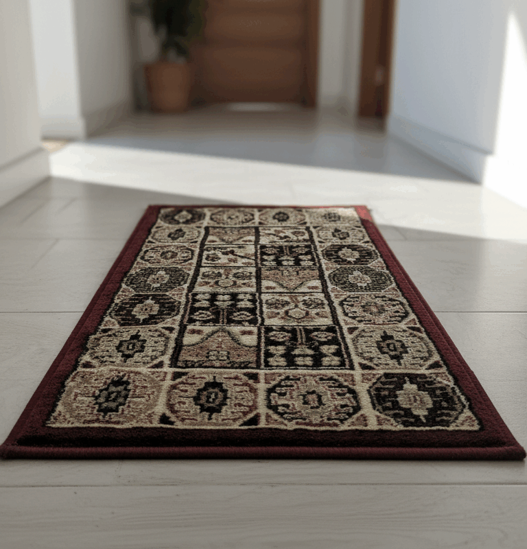 Premium Persian-Style Small Rug for Home – Elegant Red & Beige Carpet for Living Room, Bedroom & Entryway