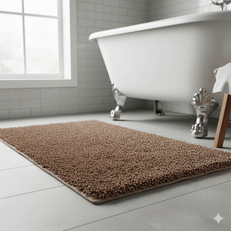 Soft Brown Bathroom Mat for Home – Non-Slip, Super Absorbent, Quick-Dry, Comfort Chenille Rug