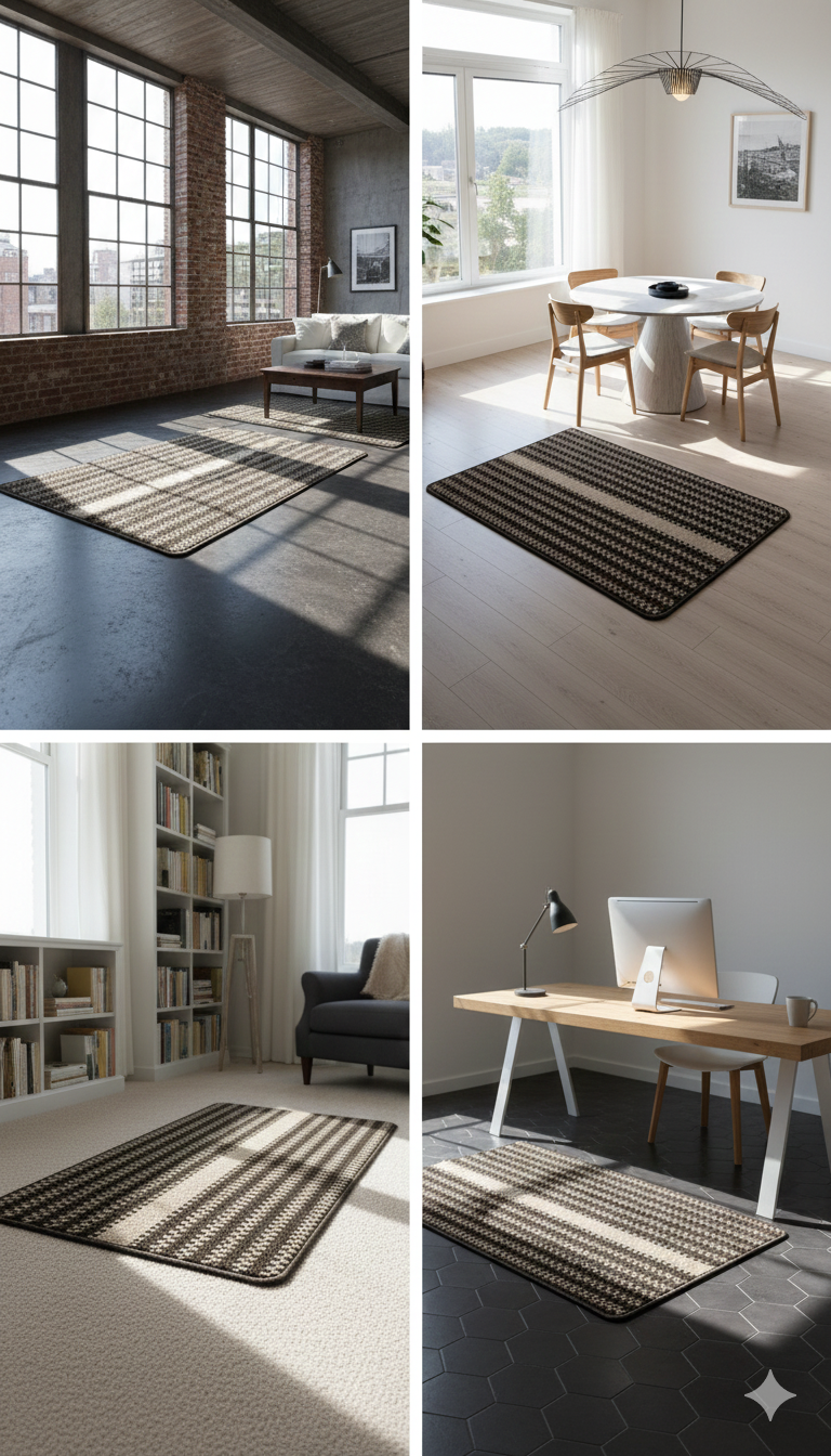 Modern Houndstooth Pattern Rug for Home & Office – Anti-Slip, Soft & Durable Floor Mat (60×90 cm) - Image 2