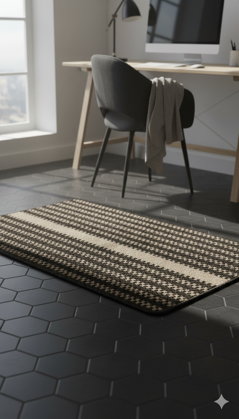 Modern Houndstooth Pattern Rug for Home & Office – Anti-Slip, Soft & Durable Floor Mat (60×90 cm)