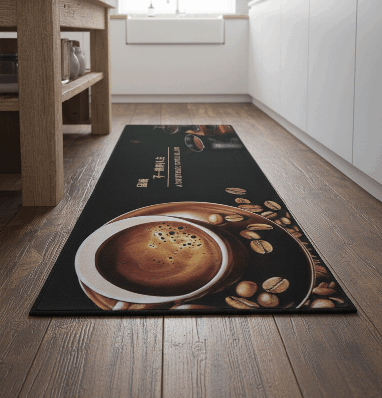 Pack of 2 Premium Coffee-Themed Kitchen Floor Mat – Anti-Slip, Water-Resistant, Washable Runner Rug for Home & Kitchen Décor