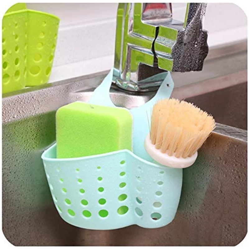 Hanging Silicone Sink Drainage Sponge Holder | Kitchen Sink Organizer Basket for Soap & Scrubber
