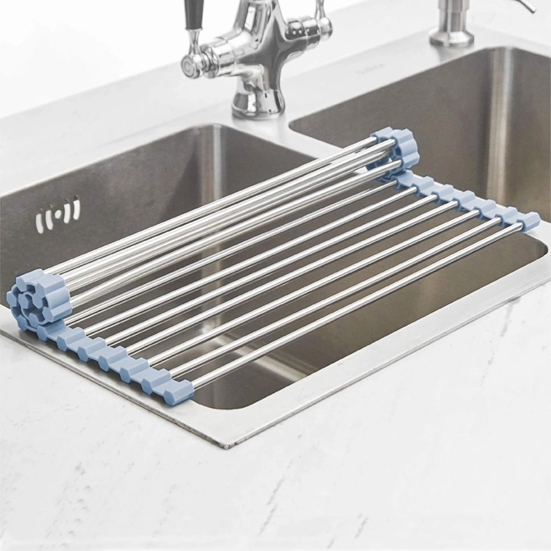 Over the Sink Roll-Up Dish Drying Rack | Space-Saving Kitchen Sink Rack for Dishes, Cups & Vegetables