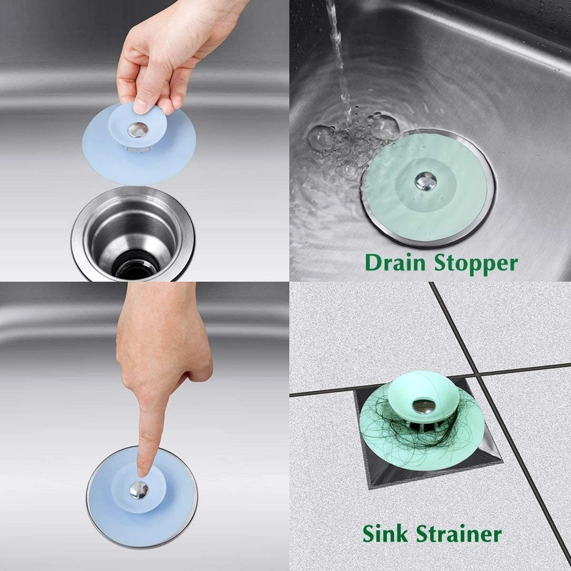 Sink Drain Strainer Hair Catcher | Silicone Shower & Bathtub Floor Filter Water Stopper for Kitchen & Bathroom