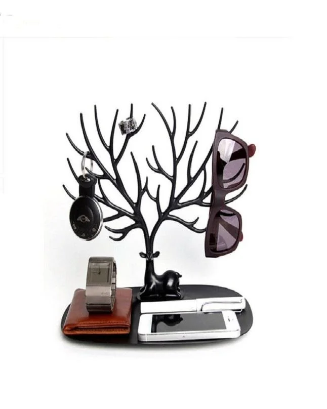 Little Accessories Bracelet Storage Tree Stand – Jewelry Organizer for Earrings, Necklaces, Rings & Display Tray