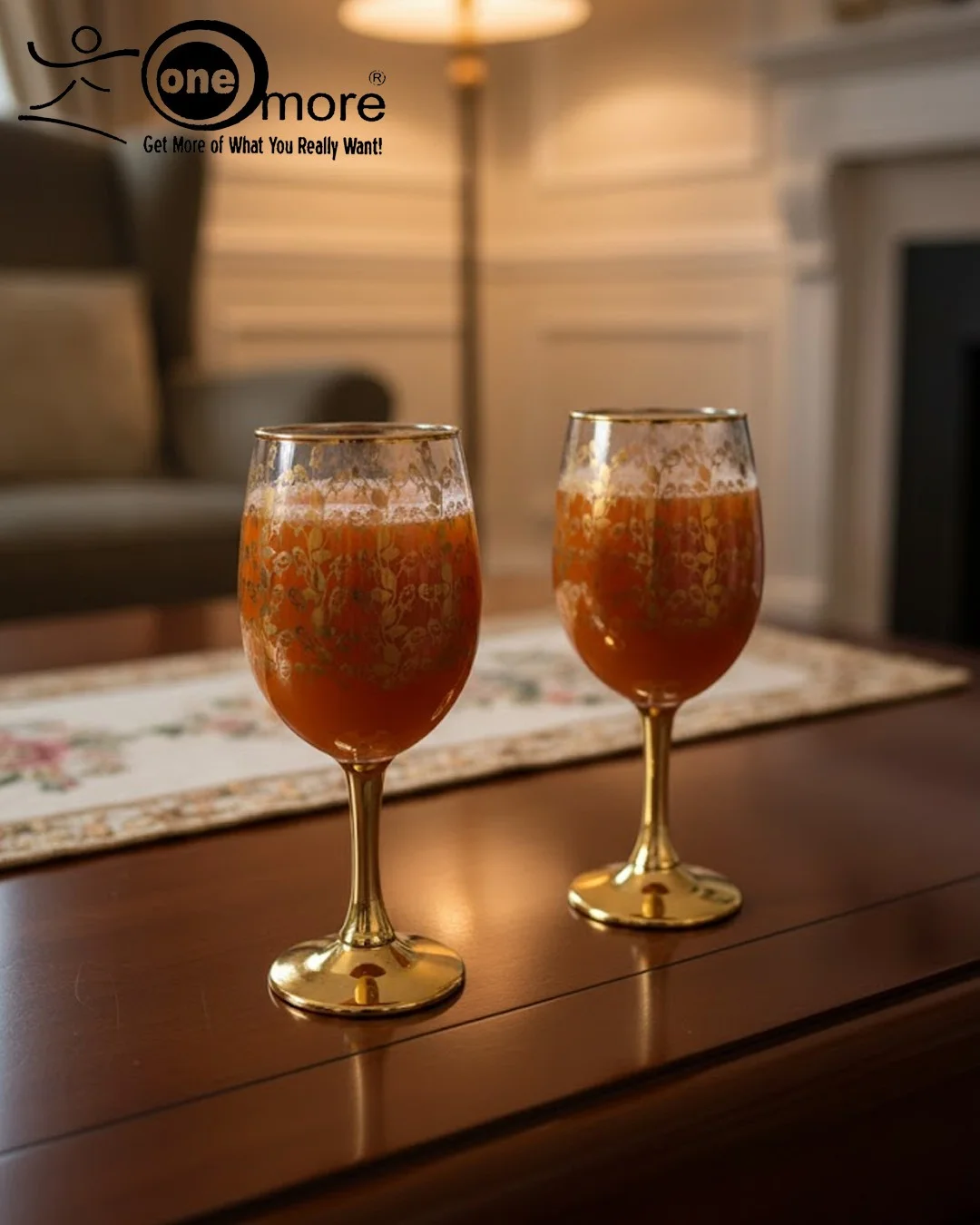 Luxury Gold-Plated Beverage Dispenser & Wine Glass Set | 7-Piece Ornate Crystal Drinkware Collection - Image 2