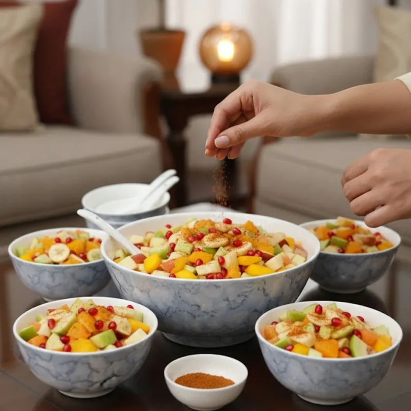 Serene Blue Marble Ceramic Soup & Noodle Bowl Set | 14-Piece Light Blue Asian Dining Collection