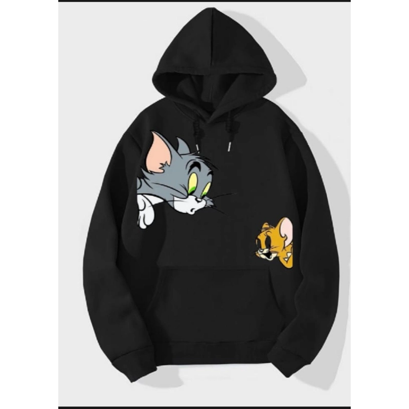 Tom & Jerry Printed Hoodie – Premium Soft Fleece Unisex Sweatshirt | Casual Winter Wear with Size Chart (S–XL)