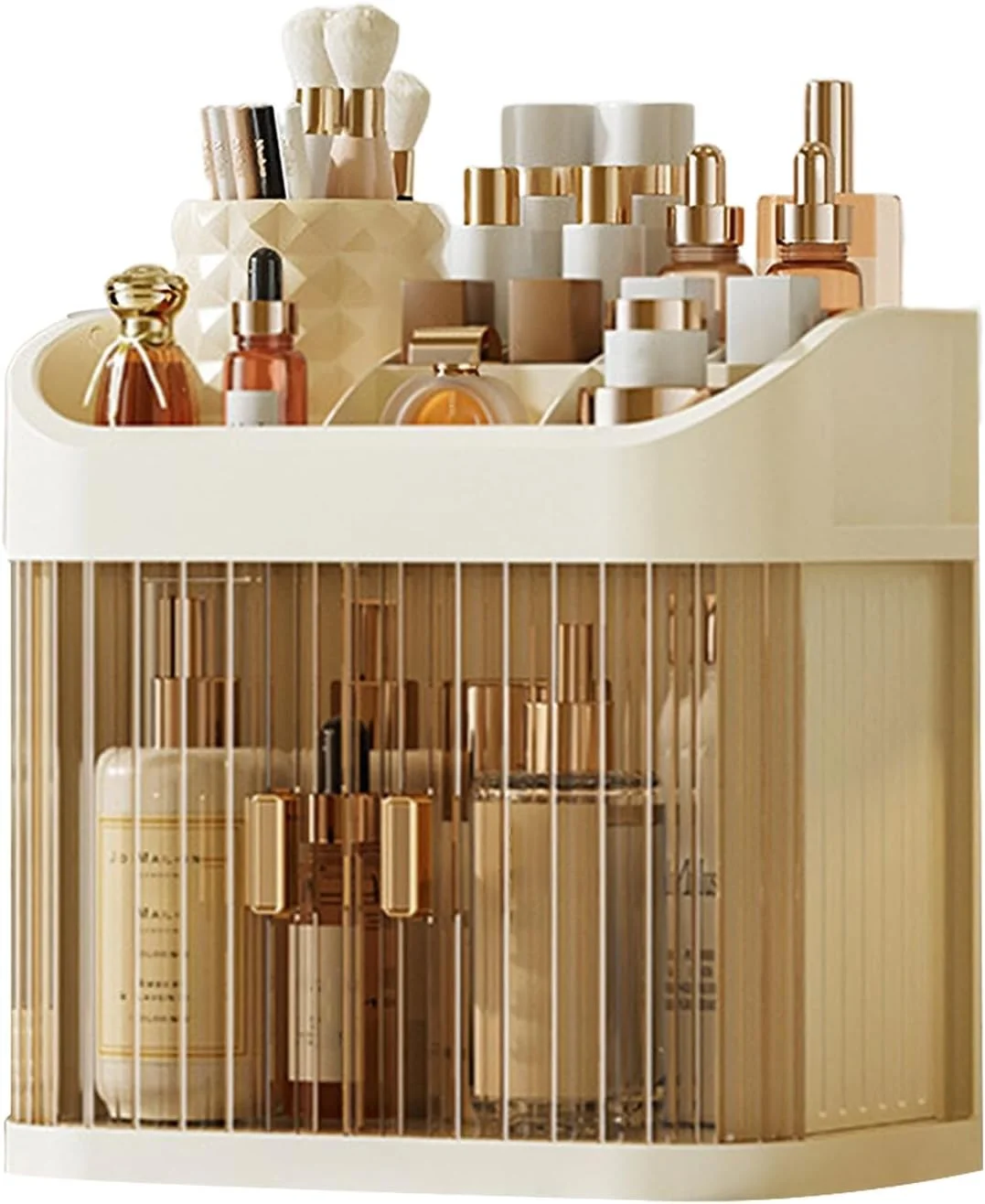 Makeup Storage Box – 2 Layer Multi-Compartment Cosmetic Organizer | Acrylic Cosmetics Display Case - Image 2