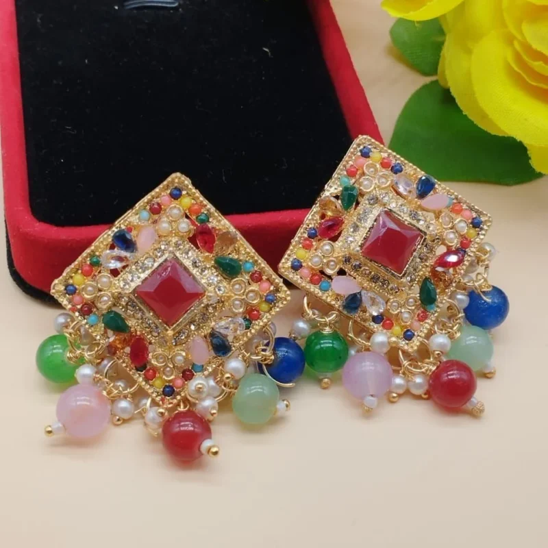 Earrings for Women – Multi-Color Stone Work Fancy Jewelry