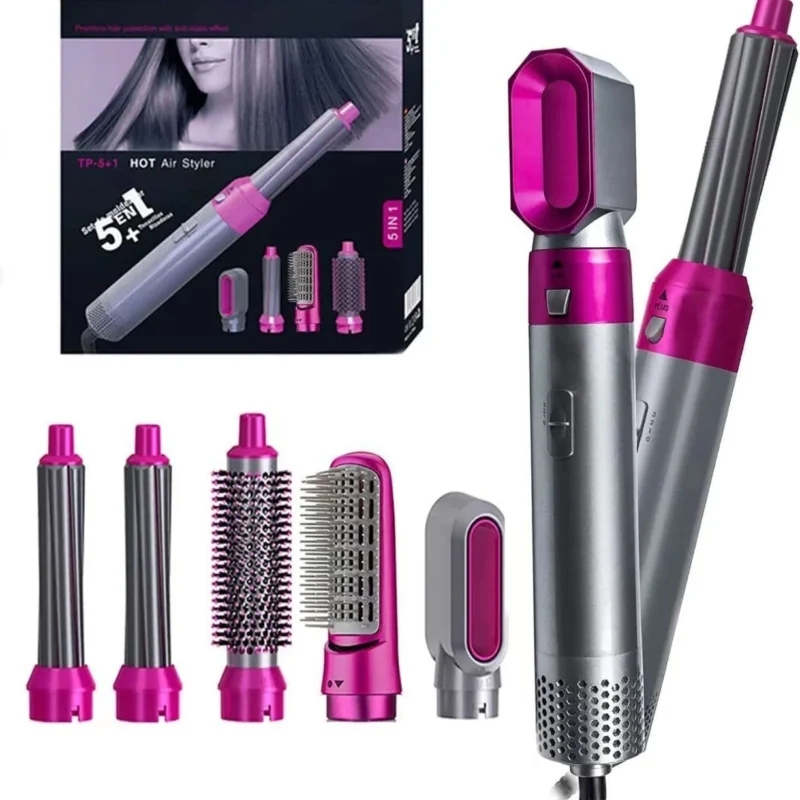 5 in 1 Hair Styler – Professional Hot Air Multi-Function Styling Tool | Hair Dryer, Curler, Straightener, Hot Comb