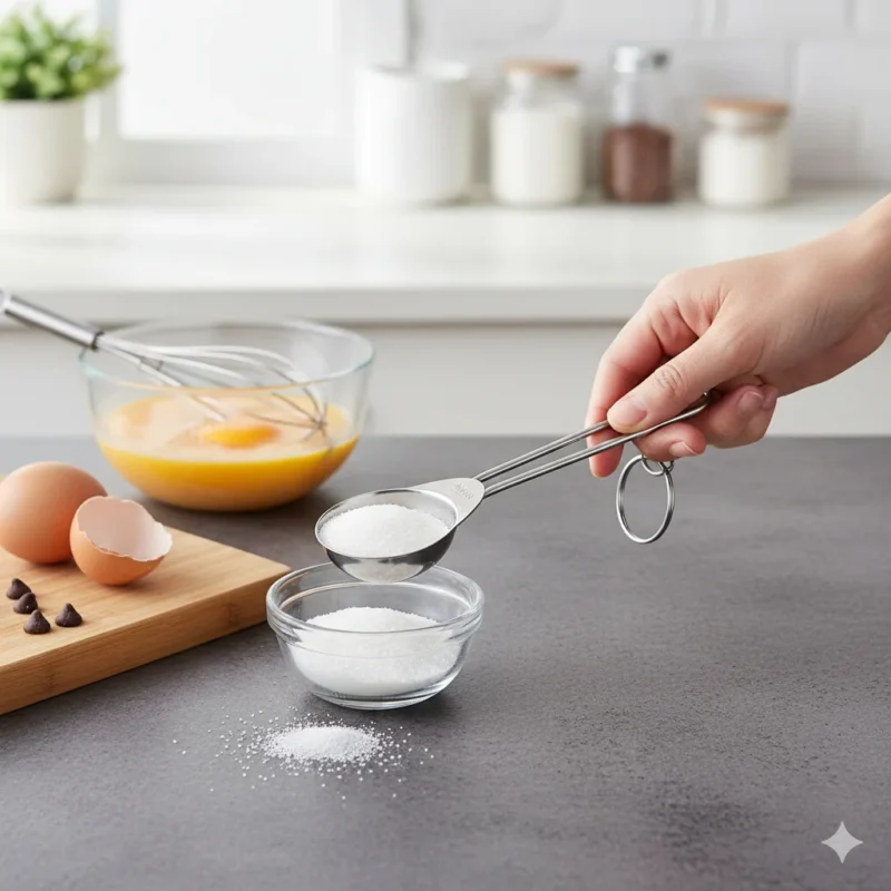 Stainless Steel Measuring Spoon & Cup Set – 4-Piece Precision Measuring Tools for Baking & Cooking, Durable & Easy-Pour Design (Silver)