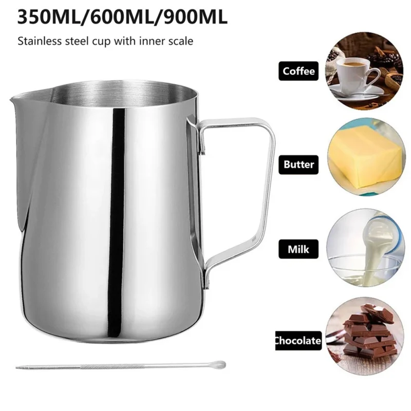 Milk Frothing Pitcher – Premium Stainless Steel Milk Jug for Coffee, Latte Art & Cappuccino | Professional Frothing Cup for Baristas – 350ml, 550ml, 950ml