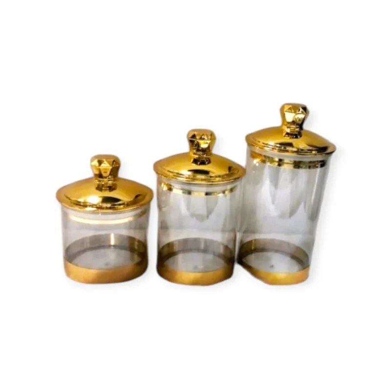 Golden Lid Airtight Storage Jar – PET Food Container for Cookies, Nuts, Herbs & Cereals