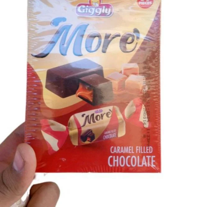 Giggly MORE Caramel Filled Chocolate – Pack of 40 | Soft, Creamy & Fully Chocolaty Treats