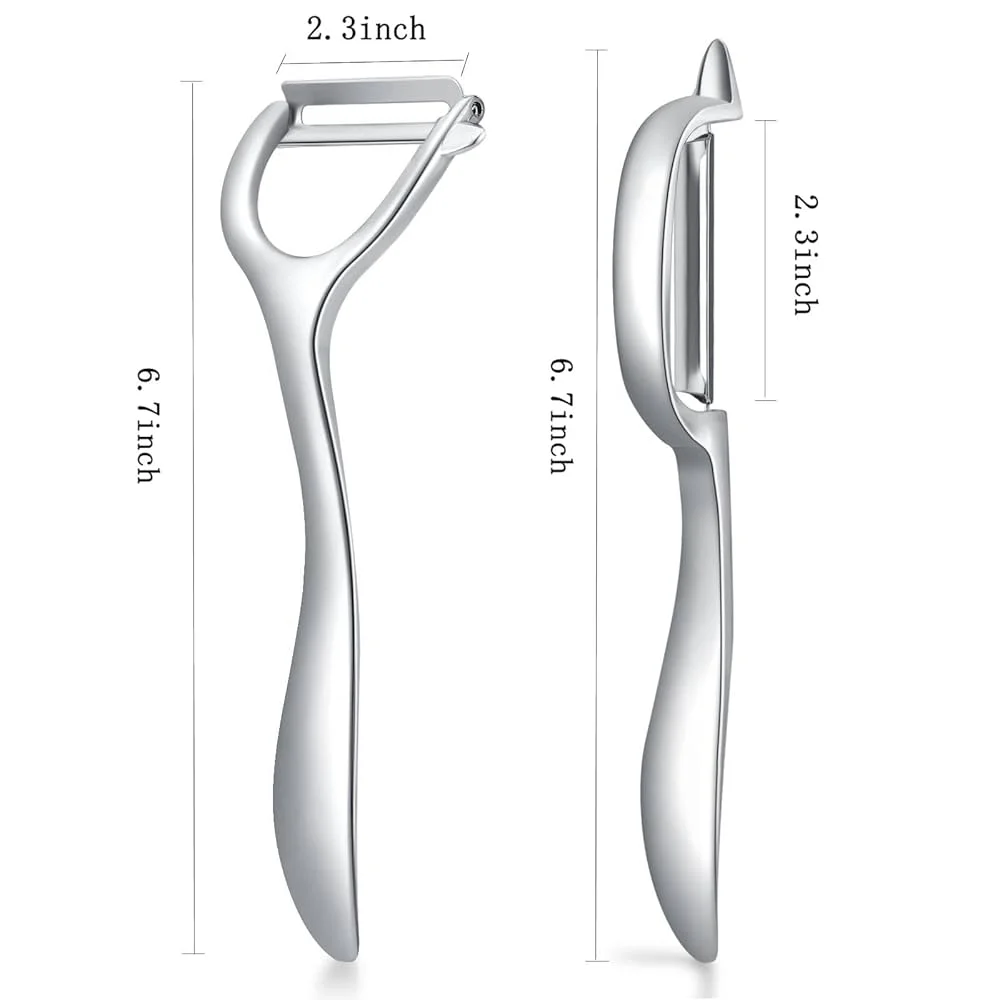 Honsen Set of 2 Stainless Steel Vegetable Peelers – Y-Shaped & I-Shaped Peelers for Potatoes, Fruits & Vegetables - Image 3