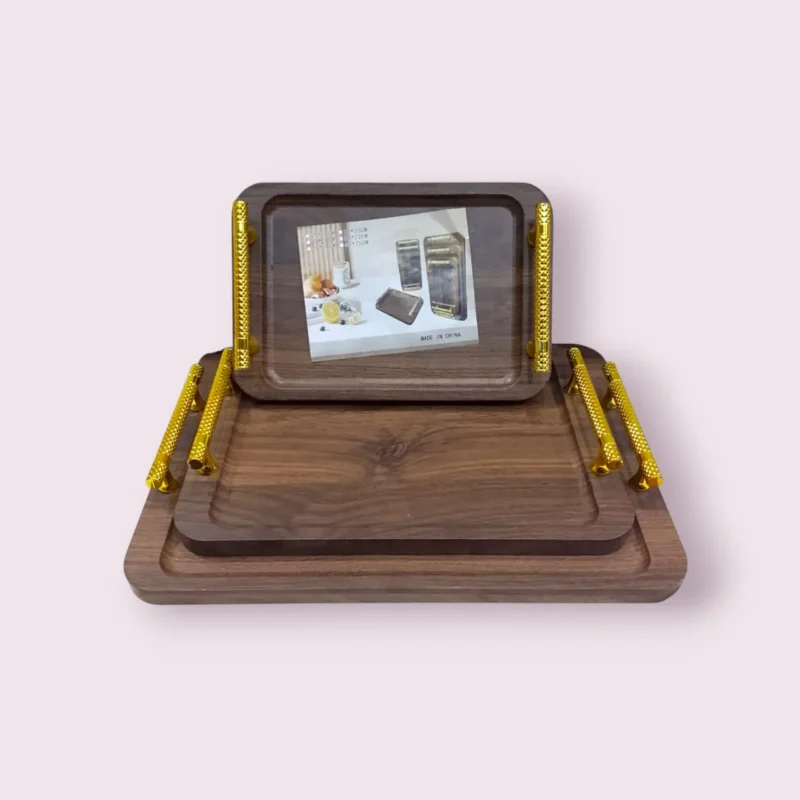 Rustic Chinese-Style Bamboo Tray with Metal Handle – Large-Capacity Tea, Fruit & Coffee Table Serving Tray