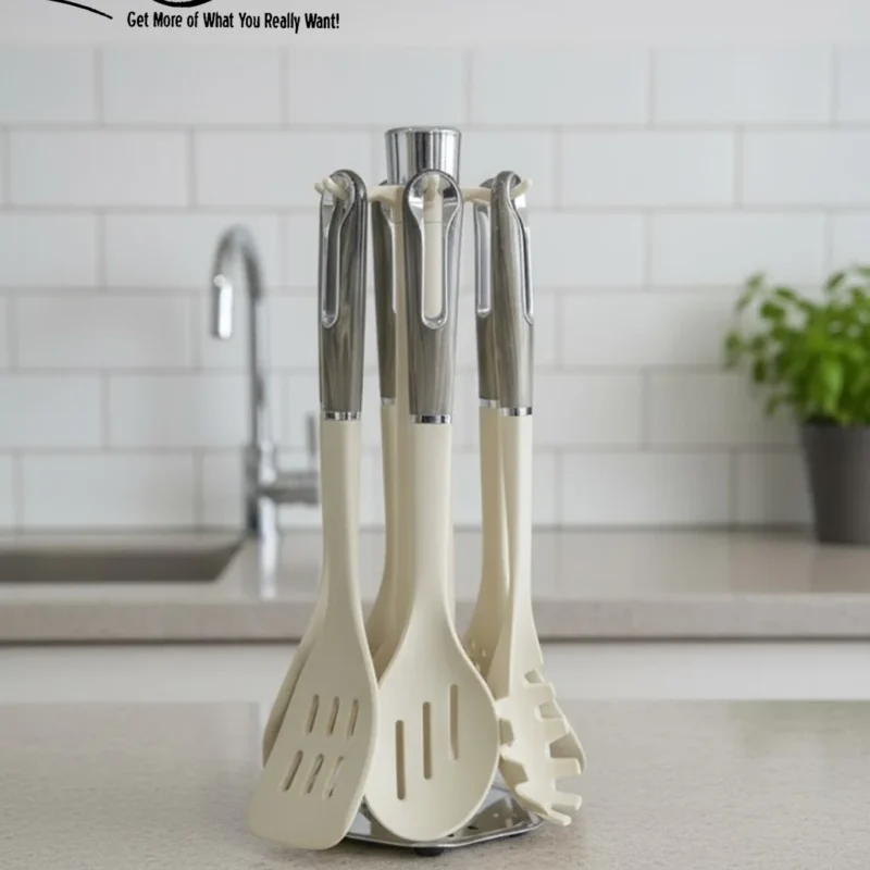 Elegant Kitchen Utensil Set with Long Stand