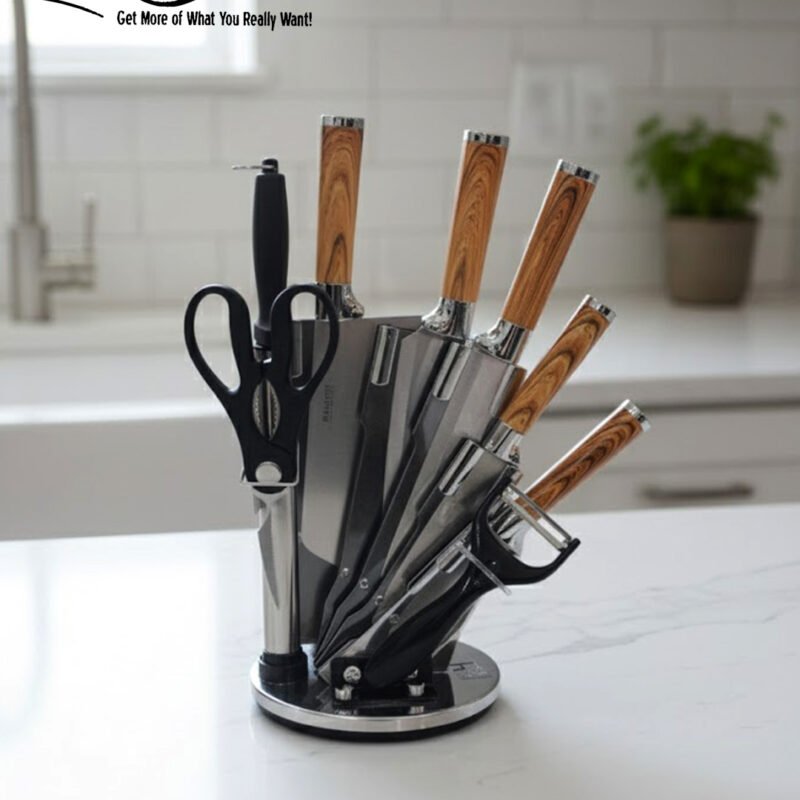 8-Piece Luxury Kitchen Knife Set with Rotating Stand