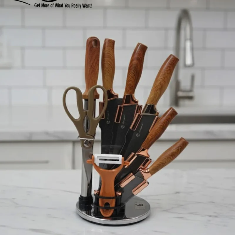 8-Piece Luxury Kitchen Knife Set with Rotating Stand