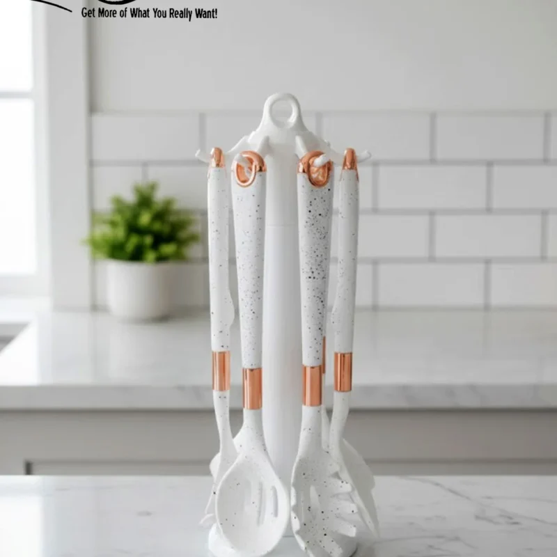 Elegant Kitchen Utensil Set with Long Stand