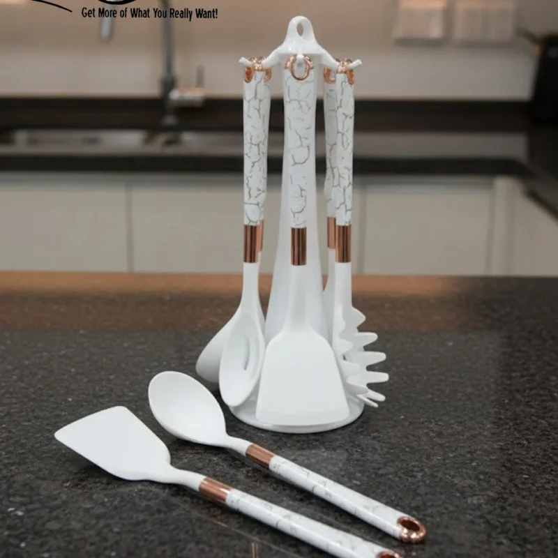 Elegant Kitchen Utensil Set with Long Stand
