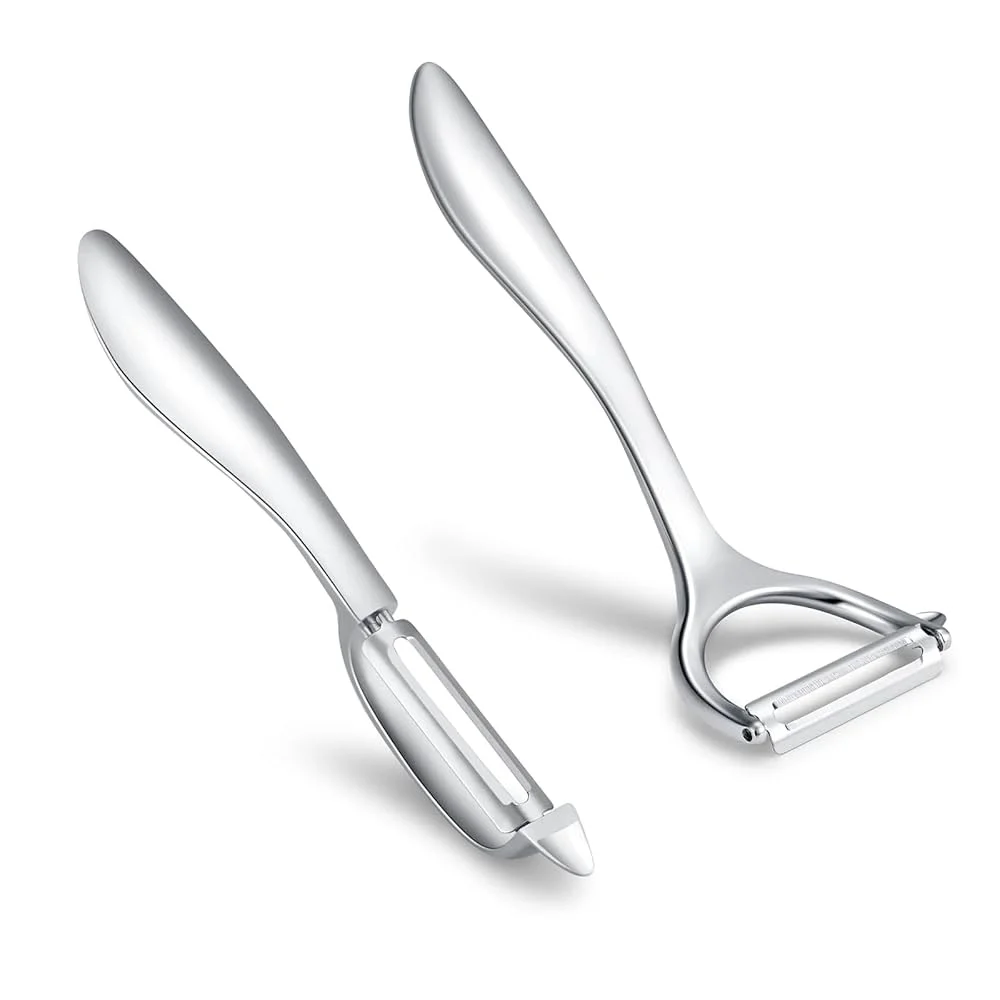 Honsen Set of 2 Stainless Steel Vegetable Peelers – Y-Shaped & I-Shaped Peelers for Potatoes, Fruits & Vegetables - Image 4
